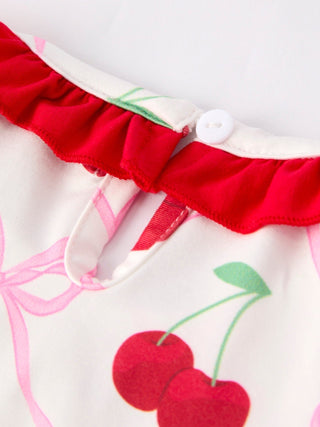 Cherry Bow Girls' Dress Dress Rylee Faith Designs Size: 2