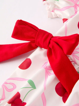 Cherry Bow Girls' RomperRomperRylee Faith DesignsSize: 3M