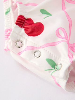 Cherry Bow Girls' RomperRomperRylee Faith DesignsSize: 3M