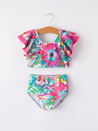 "Colorful Pattern" Girls' Boutique Swimsuit Swimsuit Rylee Faith Designs Size: 2