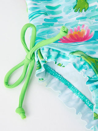 "Crocodile" Green Girls' Swimsuit Swimsuit Rylee Faith Designs Size: 6M