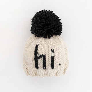 Hi. Black Hand Knit Beanie Hat for Baby Huggalugs Size: XS (newborn)