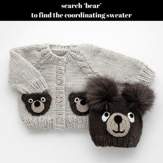 Brown Bear Knit Beanie Hat for Babies, Toddlers & Kids Huggalugs Size: M (6-24 months)