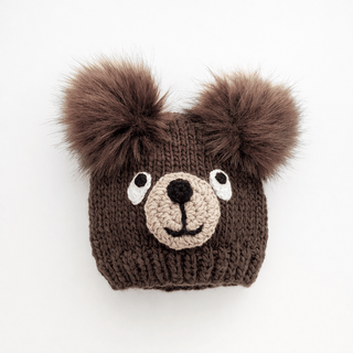 Brown Bear Knit Beanie Hat for Babies, Toddlers & Kids Huggalugs Size: M (6-24 months)