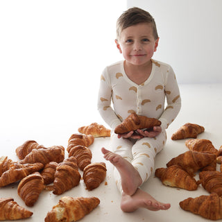 Bamboo Two Piece Pajamas - Croissants Two Piece Pajama forever french baby Size: 2/3 Years
