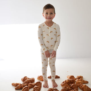 Bamboo Two Piece Pajamas - Croissants Two Piece Pajama forever french baby Size: 2/3 Years