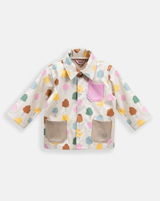 Rain Worker Jacket jacket 7AM Enfant Color: Rainy Trees Beige Size: 18-24M