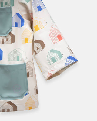 Rain Worker Jacket jacket 7AM Enfant Color: Rainy Houses Teal Size: 18-24M