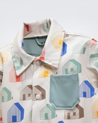 Rain Worker Jacket jacket 7AM Enfant Color: Rainy Houses Teal Size: 18-24M