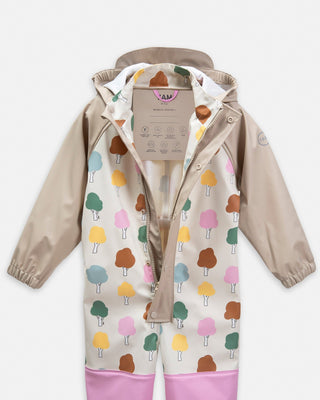 Rain Coverall Snowsuit and Accessories 7AM Enfant Color: Rainy Trees Beige Size: 18-24M