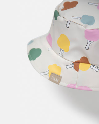 Rain Bucket Hat Baby & Toddler Hats 7AM Enfant Color: Rainy Trees Beige Size: 1-2T