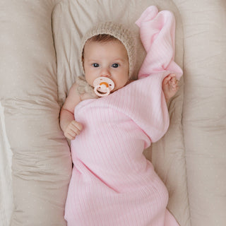 Organic Ribbed Knit Cotton Baby Blanket Blanket Bleu La La Color: Denim Blue