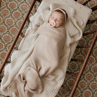 Organic Ribbed Knit Cotton Baby Blanket Blanket Bleu La La Color: Denim Blue
