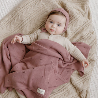 Organic Pointelle Swaddle Blanket + Hat Gift Set Bleu La La Color: Ballet Slipper
