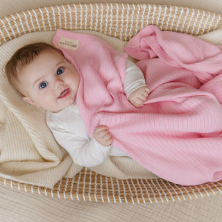 Organic Ribbed Knit Cotton Baby Blanket Blanket Bleu La La Color: Denim Blue