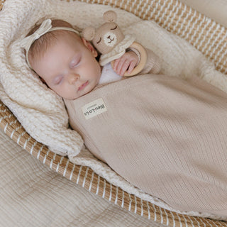 Organic Ribbed Knit Cotton Baby Blanket Blanket Bleu La La Color: Denim Blue