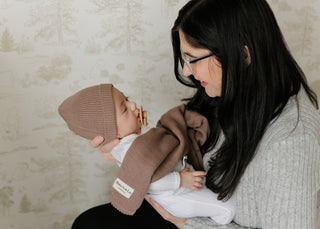 100% Organic Cotton Knit Blanket + Hat Set with Gift Box Bleu La La Color: Denim Blue