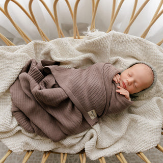 Organic Ribbed Knit Cotton Baby Blanket Blanket Bleu La La Color: Denim Blue
