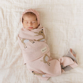 100% Cotton Knit Swaddle Baby Blanket Baby Blanket Bleu La La Color: Sheep - Khaki