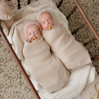 Organic Ribbed Knit Cotton Baby Blanket Blanket Bleu La La Color: Denim Blue