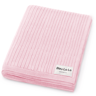 Organic Ribbed Knit Cotton Baby Blanket Blanket Bleu La La Color: Blush Pink