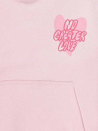 No Greater Love Pink Cotton Fleece Hoodie Sweater Holy Pals Size: 02