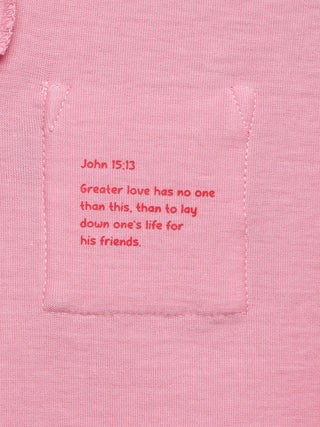 Pink Prayer Pocket Cotton Short Sleeve T-Shirt T-Shirt Holy Pals Size: 02