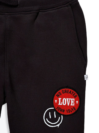 No Greater Love Vintage Washed Black Cotton Fleece Jogger Jogger Holy Pals Size: 02