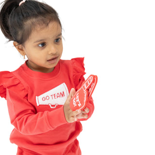 Ruffle Megaphone Sweatshirt, Varsity - Red 411A Angel Dear Size: 6-12M
