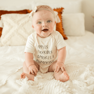 graphic bodysuit | apples hayrides smoresbodysuitsFinn + EmmaColor: DefaultSize: 0-3M