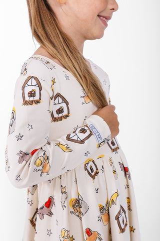 Away in a Manger Twirl Dress Cotton Dresses Holy Pals Size: 02