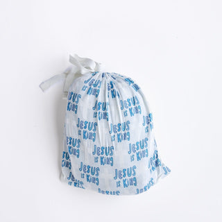 Jesus Is King Blue Bedsheet BambooBedsheetHoly PalsSize: Crib