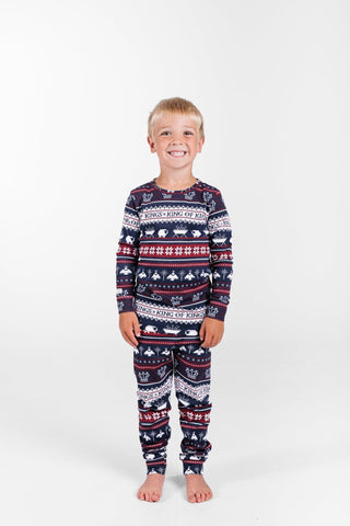 King of Kings Midnight Blue PJ Long Sleeve Set Cotton Two Piece Holy Pals Size: 02