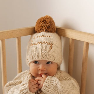 Snow Bunny Pecan Beanie Hat Huggalugs Size: S (0-6 months)