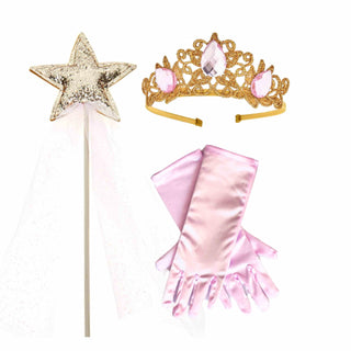 Bailey and Ava Raven Princess Crown and Wand Set - Pink & Gold | Baby Riddle
