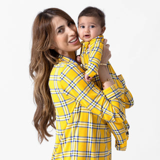 Bamboo Convertible Footie Romper - Clueless Total Betty Plaid Bellabu Bear Size: 0-3 Months