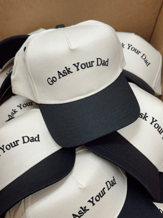 Go Ask Your Dad. Vintage Trucker Hat Hat KenzKustomz Color: Black - Classic
