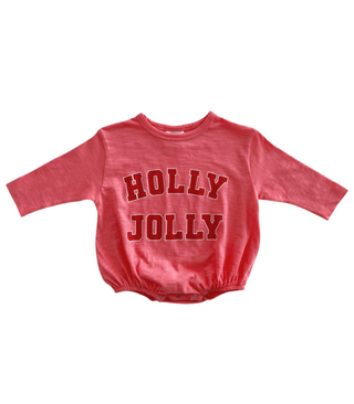 Organic Cotton Long Sleeve Bubble Romper - Holly Jolly SIIX Collection Size: 0-3M