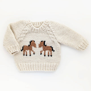 Pony Sweater Natural for Baby & Toddler Huggalugs Size: 0-6 months