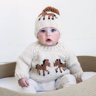 Pony Sweater Natural for Baby & Toddler Huggalugs Size: 0-6 months