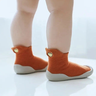 Organic Cotton Barefoot Sock Shoes – Play-Proof Comfort| Fruity Gripper Sock Shoes ozznekshoes Size: 6 - 12 Months Color: Rust