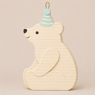 🐻‍❄️ Party Polar Bear Piñata – Handmade Bear Birthday Decoration for Baby Showers, Winter Parties & Kids' Celebrations Piñata mamaspinatas