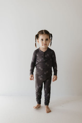 Bamboo Two Piece Pajamas | Charcoal Arm Day Pajamas forever french baby Size: 2/3 Years