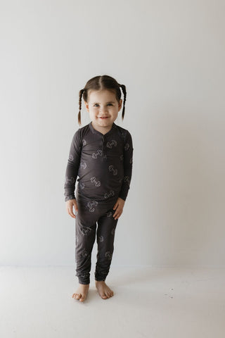 Bamboo Two Piece Pajamas | Charcoal Arm Day Pajamas forever french baby Size: 2/3 Years