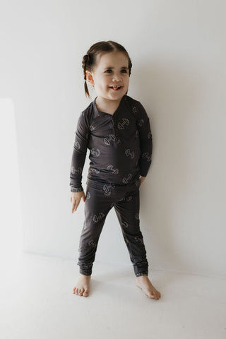 Bamboo Two Piece Pajamas | Charcoal Arm Day Pajamas forever french baby Size: 2/3 Years