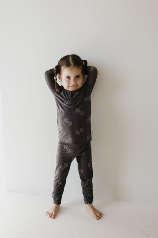 Bamboo Two Piece Pajamas | Charcoal Arm Day Pajamas forever french baby Size: 2/3 Years