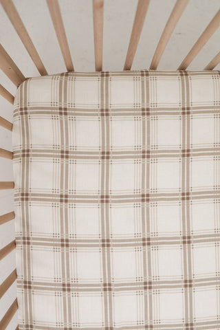 Muslin Crib Sheet - Ellis Plaid Muslin Crib Sheet forever french baby
