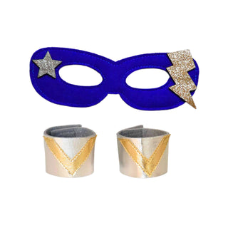 Bailey and Ava Superhero Mask and Cuff Set - Blue & Silver | Baby Riddle