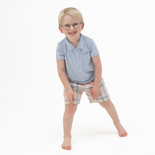 Polo Top with Casual Short - Dusty Plaid 510M Angel Dear Size: 6-12M