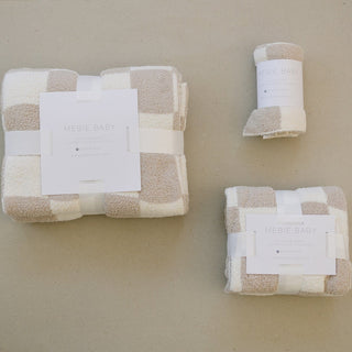 Plush Blanket - Taupe Checkered Mebie Baby